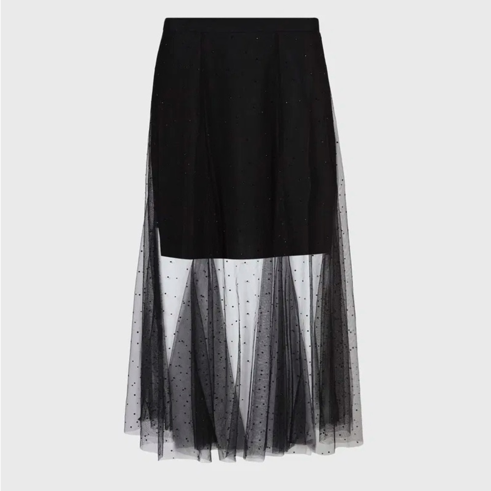 All Saints Elvie sheer black midi skirt